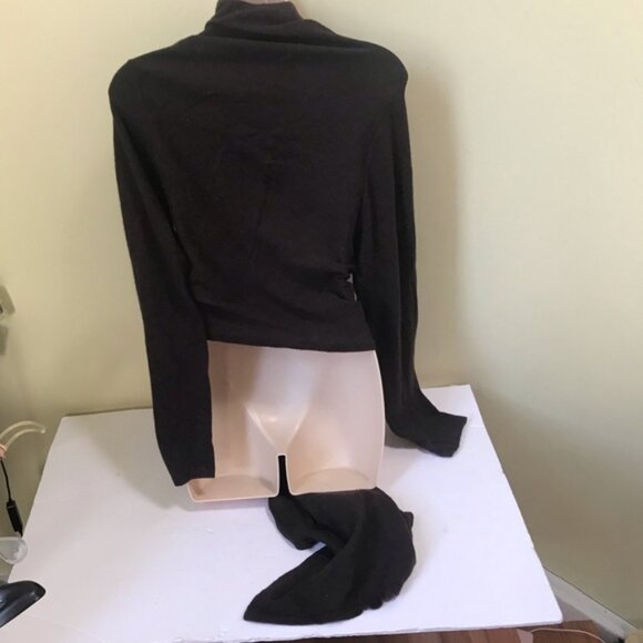 LINE Cotton Cashmere Wrap Cardigan Sweater Hi Low Tie Front Top Angora Blend M - Picture 6 of 14